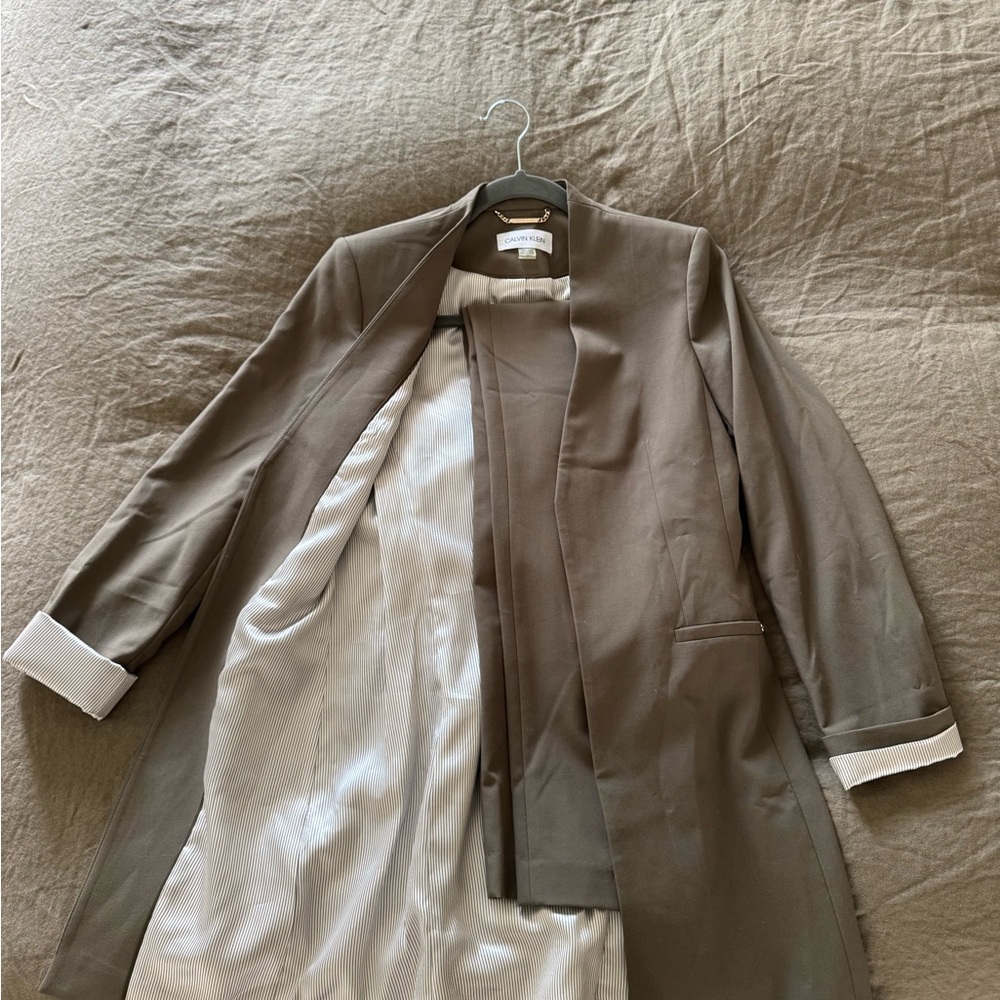 Calvin Klein Taupe Trench Coat with Cream Lining